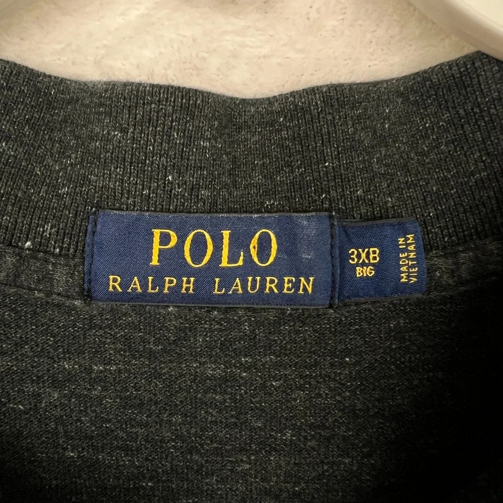 Polo Ralph Lauren Polo Shirt Mens 3XB Big Gray Short Sleeve Cotton Golf Red Pony